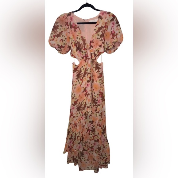 ASTR The Label High Low Dress in Pink and Orange Floral 🍂🍁🧡 Medium Jennell Dress - Picture 2 of 16